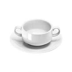 Stalgast 6 Suppen-Obertassen, klein, reinweißes Hotelporzellan, Serie Isabell, 270 ml
