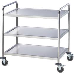 Servierwagen aus Edelstahl, mit drei Borden, 860 x 540 x 920 mm (BxTxH)   