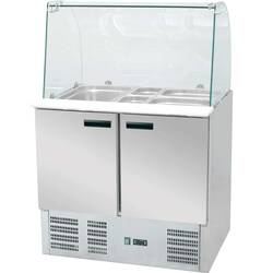 Stalgast 2-türige Edelstahl Saladette für 10 x GN1/4 mit Glasaufsatz, 201 Liter Brutto