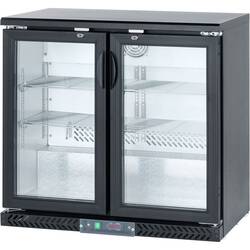 Stalgast, schwazer Bar-Kühlschrank GT53UB mit 2 Glastüren, 230 Liter