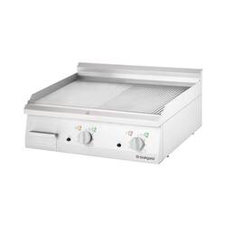 Stalgast Edelstahl Elektro-Griddleplatte als Tischgerät, 800x700 mm, ½ glatte/½ gerillte Grillfläche, Serie 700 ND