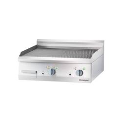 Stalgast Edelstahl Elektro-Griddleplatte als Tischgerät, 800x700 mm, gerillte Grillfläche, Serie 700 ND