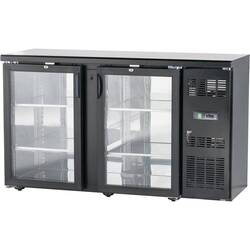 Stalgast, schwarzer Bar-Kühlschrank GT30UB mit 2 Glastüren, 250 Liter