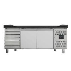 Vaiotec Easyline Pizzakühltisch 800 / 2-türig & 7 Schubladen "schwarz"