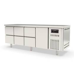 Vaiotec Topline Kühltisch 700 / 4-fach GN1/1 mit 6 Schubladen / 1 Tür