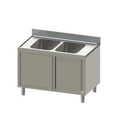 Vaiotec Topline Spülschrank 700 / 2 Becken mit Schiebetüren B:1400