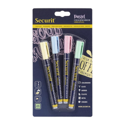 Securit Flüssigkreidemarker pastell 1-2mm Spitze in grün, blau, gelb, lila (4 Stück)