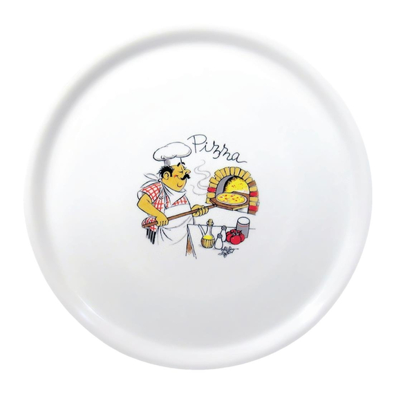 Saturnia Porzellan Pizzateller 31cm mit "Koch"-Verzierung (6 Stück)