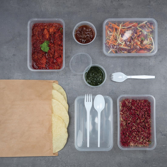 Fiesta Recyclingfähige Plastik-Mikrowellenbehälter mit Deckel Klein 500ml (250 Stück), Bild 5