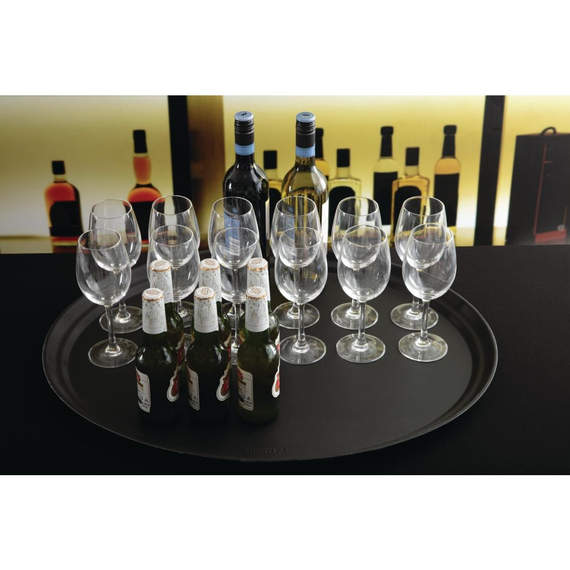 Cambro Camtread Großes Fiberglas-Ovaltablett mit rutschfester Oberfläche Schwarz 600mm