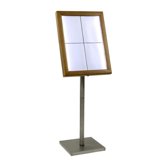 Securit Menükartenhalter mit weißen LEDs aus Teakholz 4xA4 mit Pfosten und Sockel, Bild 2