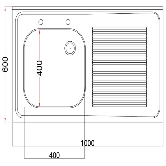 Holmes komplett montierte Edelstahl-Spüle links Abtropffläche rechts 1000mm, Bild 6