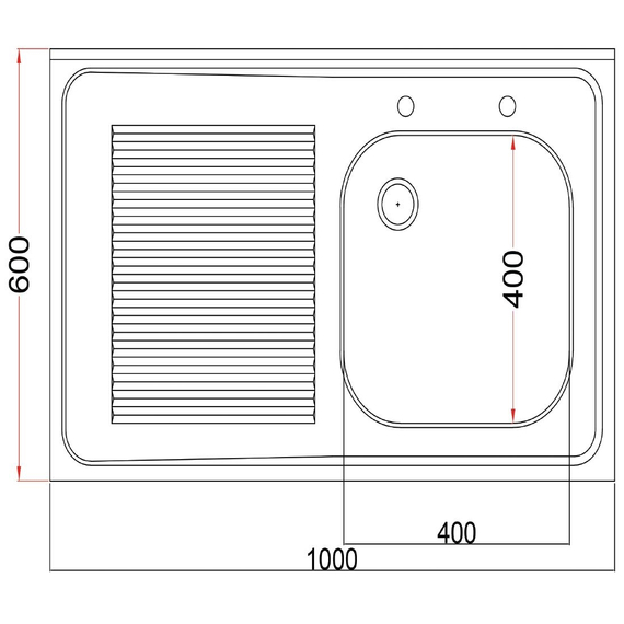 Holmes Komplett montierte Edelstahlspüle rechts Abtropffläche links 1000 mm, Bild 6