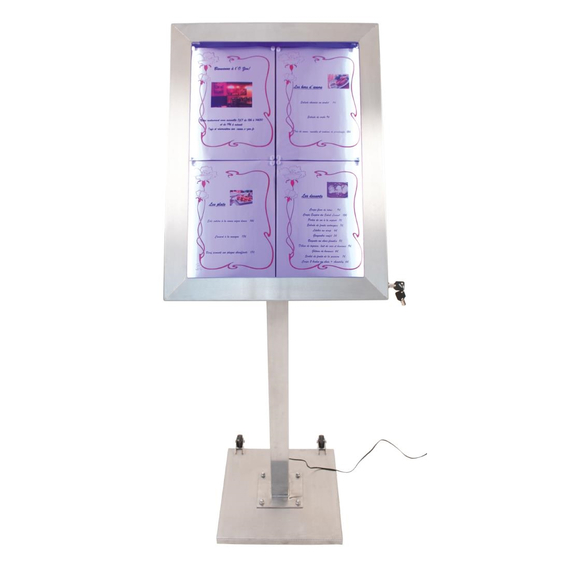 Securit Edelstahl Farbige LED 4XA4 Anzeige mit Mast und Sockel, Bild 3