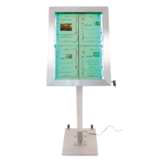 Securit Edelstahl Farbige LED 4XA4 Anzeige mit Mast und Sockel, Bild 6