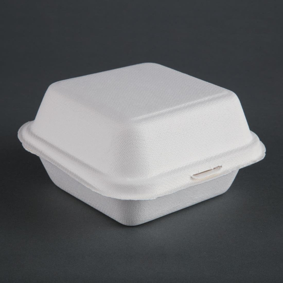 Fiesta Compostable kompostierbare Zuckerrohr Burgerboxen 15,3cm (500 Stück), Bild 4