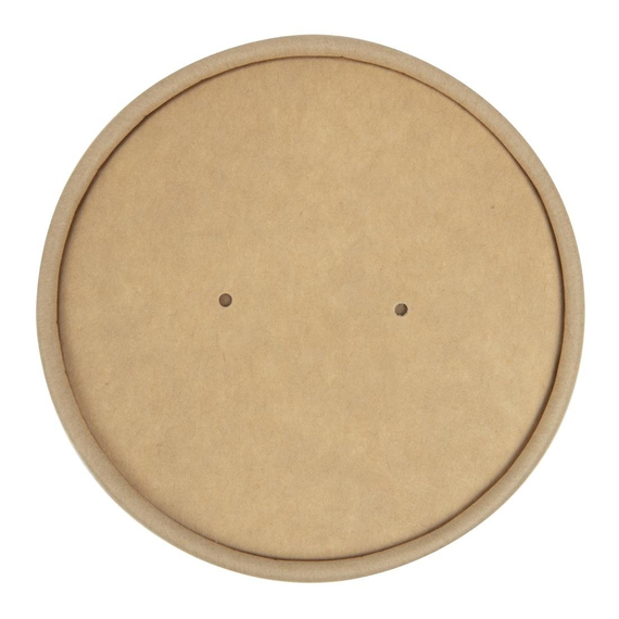 Colpac Recycelbar Kraft Mikrowellen Suppenbecher Deckel 450ml (500 Stück)