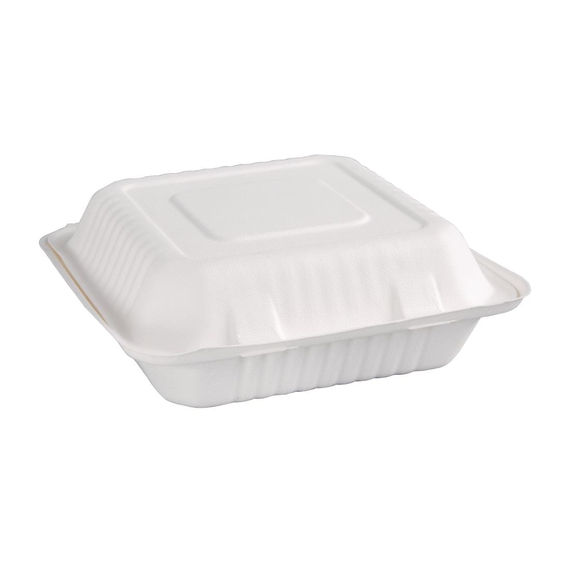 Fiesta Compostable kompostierbare Menüboxen aus Bagasse mit Klappdeckel 23,6cm (200 Stück), Bild 2