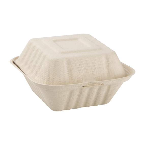 Fiesta Compostable kompostierbare Burgerboxen aus Bagasse 15,2cm (500 Stück), Bild 3