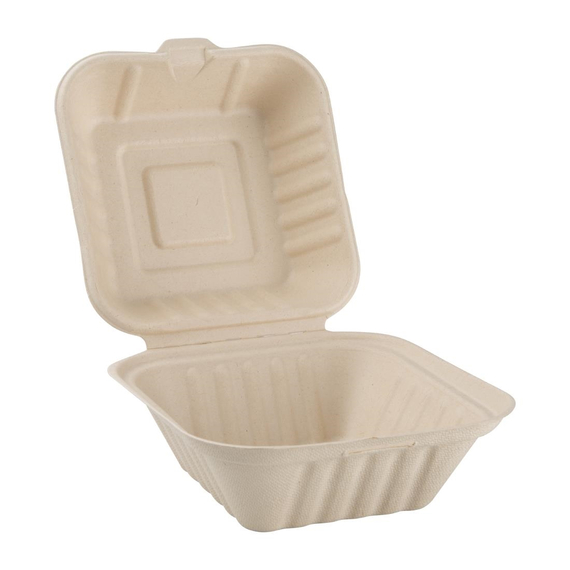 Fiesta Compostable kompostierbare Burgerboxen aus Bagasse 15,2cm (500 Stück), Bild 4