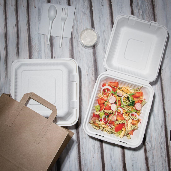 Fiesta Compostable kompostierbare Menüboxen aus Bagasse mit Klappdeckel 22,3cm (200 Stück), Bild 7