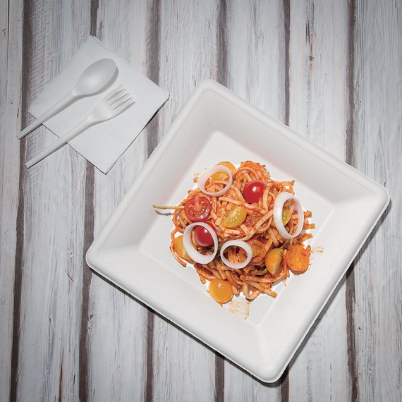 Fiesta Compostable kompostierbare Teller aus Bagasse quadratisch 26,1cm (50 Stück), Bild 2