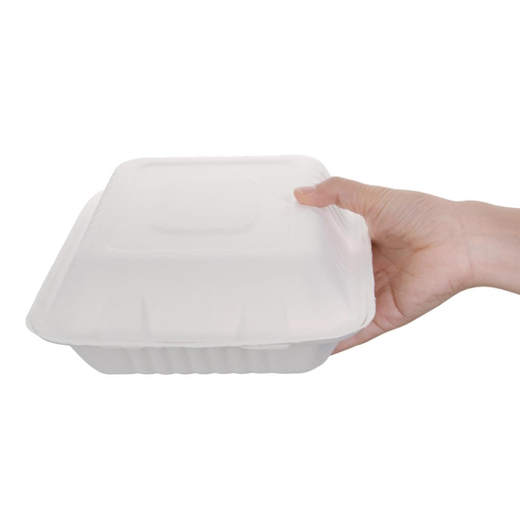 Fiesta Compostable kompostierbare Menüboxen aus Bagasse mit Klappdeckel 22,3cm (200 Stück), Bild 6