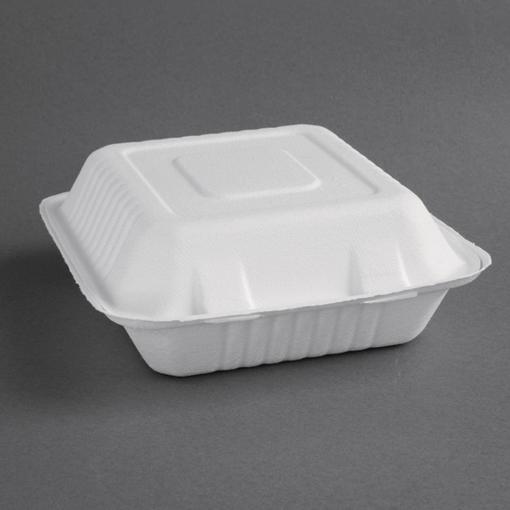Fiesta Compostable kompostierbare Menüboxen aus Bagasse mit Klappdeckel 22,3cm (200 Stück), Bild 3