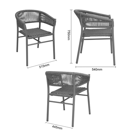 Bolero Florence Grey Mix Rope Twist Korbstühle (2 Stück), Bild 6