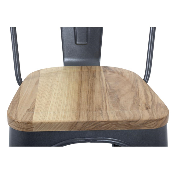 Bolero Bistro Stahlstühle mit Holzsitz grau (4 Stück), Bild 8