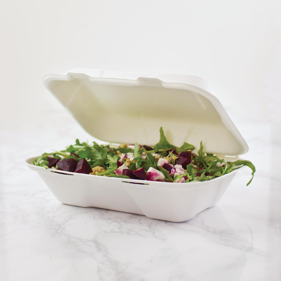 Vegware kompostierbare Einweg Menüboxen mit Klappdeckel aus Bagasse 22,8cm (200 Stück), Bild 4
