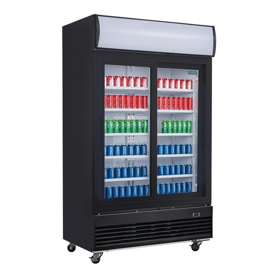 Polar G-Serie Kühlvitrinenmit mit Schiebetüren und Leuchtkasten 950Ltr Schwarz, Bild 4