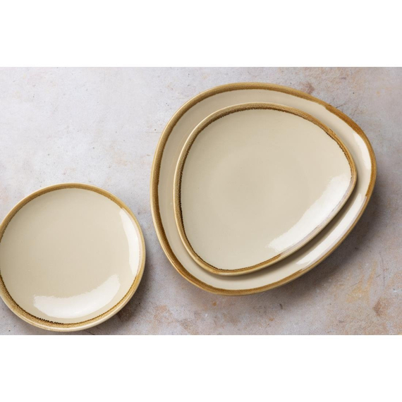 Olympia Kiln dreieckige Teller Sandstein 23cm (6 Stück)