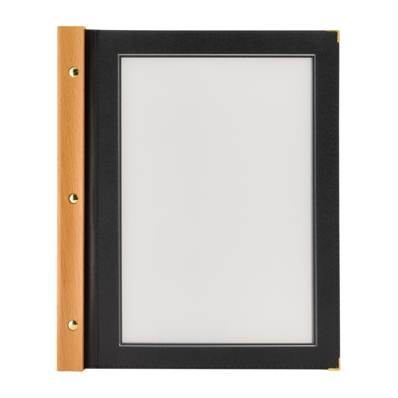 Securit Menümappe mit Holzrücken schwarz A4