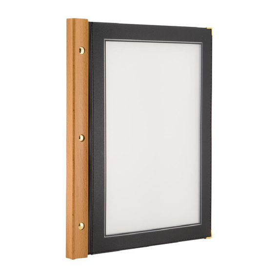 Securit Menümappe mit Holzrücken schwarz A4, Bild 2