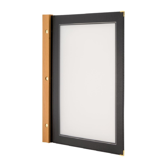 Securit Menümappe mit Holzrücken schwarz A4, Bild 4