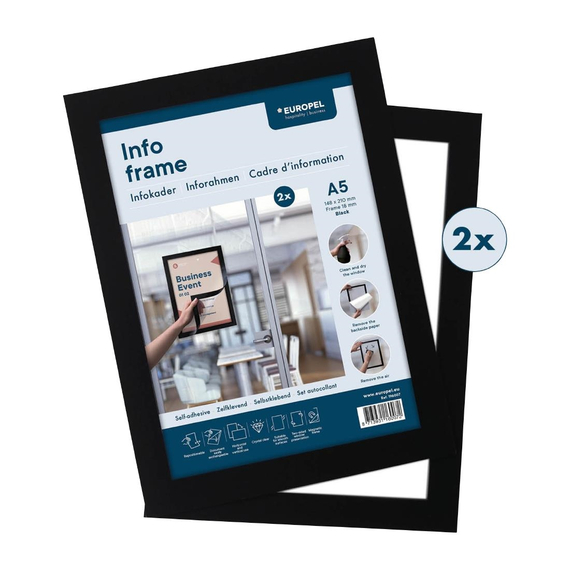 Europel Info-Rahmen / Selbstklebend Set 2 Stück A5 schwarz, Bild 8