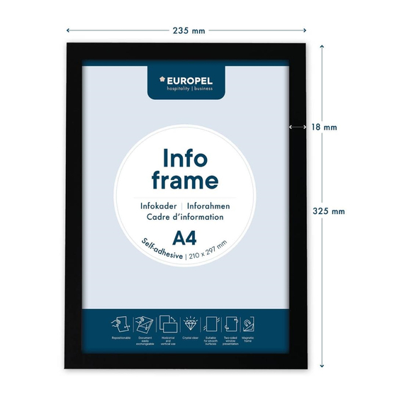 Europel Info-Rahmen / Selbstklebend Set 2 Stück A4 schwarz, Bild 2