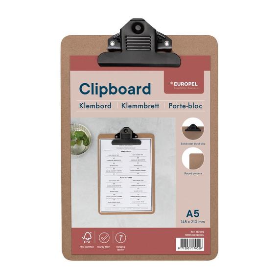 Europel Klemmbrett A5 hochformat Holz 148 x 210 mm, Bild 3