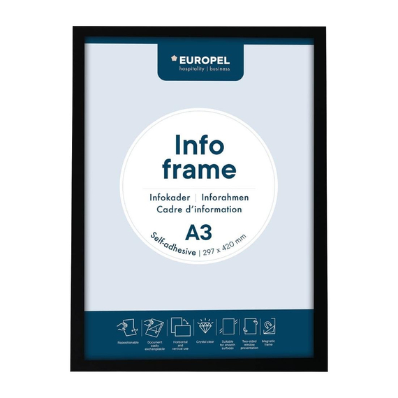Europel Info-Rahmen / Selbstklebendes Set 2 Stück A3 Schwarz