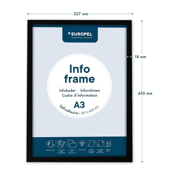 Europel Info-Rahmen / Selbstklebendes Set 2 Stück A3 Schwarz, Bild 2