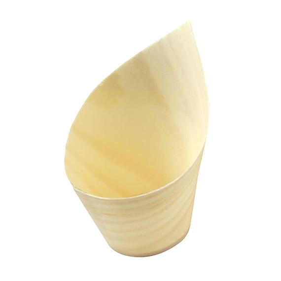Sier Einwegbecher Holz schräg 5cl. (FSC®) ø32 x h75/35mm (50 Stück)