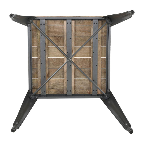 Bolero Bistro Esstisch Geschlitzte Mango Holzplatte Gewehrmetall Rahmen 650mm, Bild 6