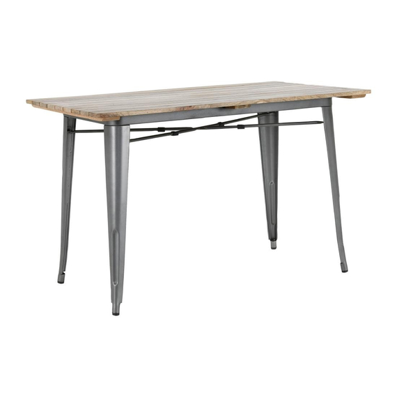 Bolero Bistro Esstisch Latten-Mangoholzplatte Gunmetal 1200mm, Bild 2