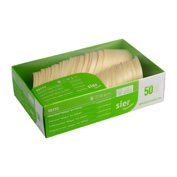 Sier Einwegbecher Holz schräg 5cl. (FSC®) ø32 x h75/35mm (50 Stück), Bild 3
