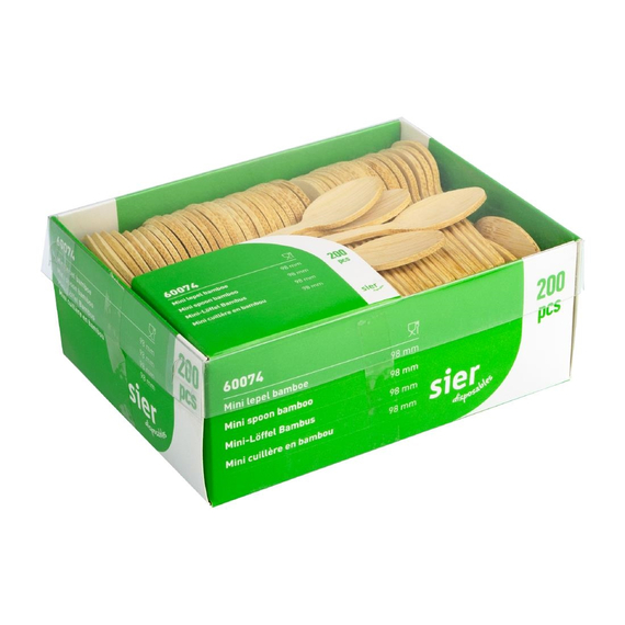 Sier Einwegartikel Mini Bambuslöffel 98mm (200 Stück), Bild 3