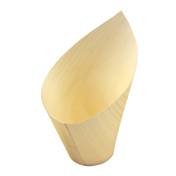 Sier Einwegbecher Holz schräg 11cl. (FSC®) ø36 x h110/50mm (40 Stück)