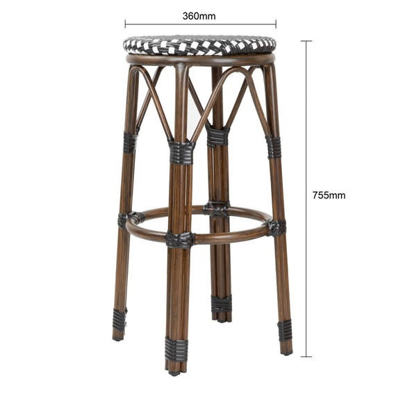 Bolero Pariser Stil PE Rattan Barhocker Schwarzer Punktmix (2 Stück)