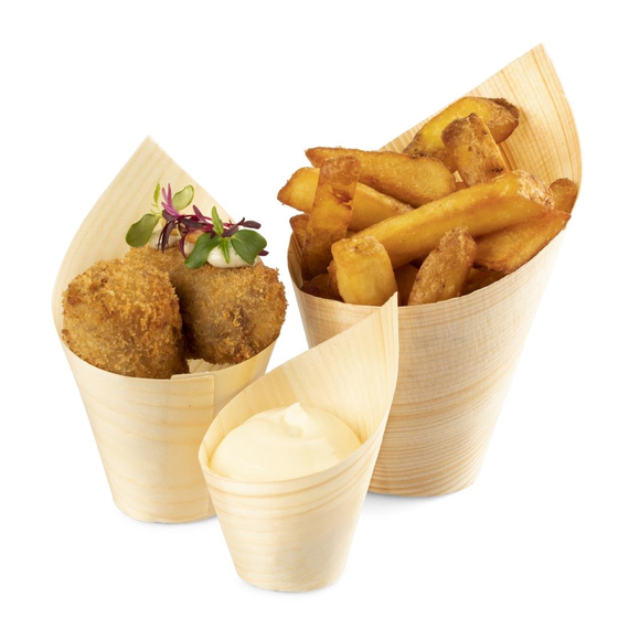 Sier Einwegbecher Holz schräg 5cl. (FSC®) ø32 x h75/35mm (50 Stück), Bild 2