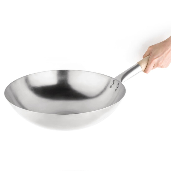 Vogue Stahl Wok runder Boden 35,5cm, Bild 2